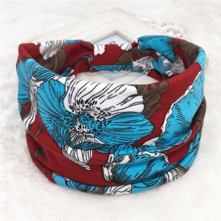 Wholesale Autumn and Winter Printed Hairband with Wide Ribbon Cotton Sports Yoga Hair Accessories